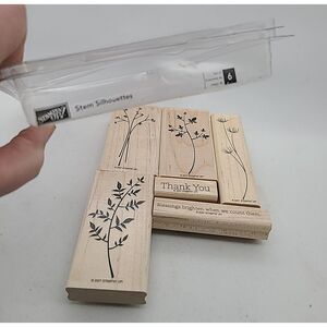 Stampin‎ Up STEM SILHOUETTES wood mount stamps flower stems garden Junk Journal